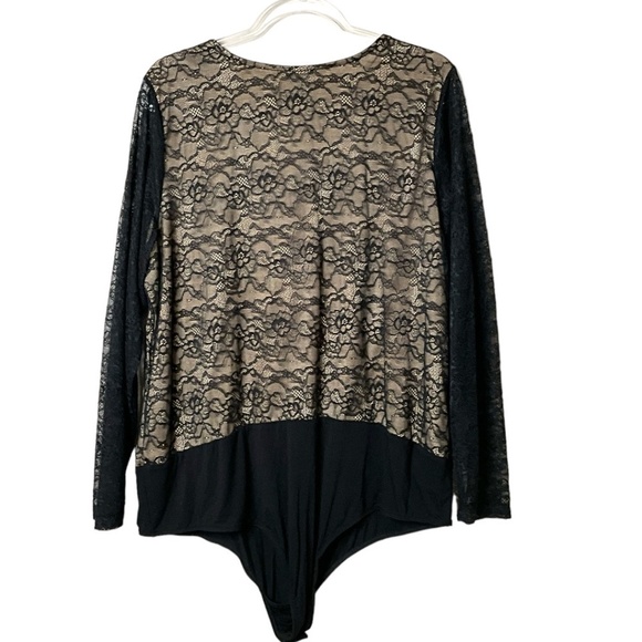 TORRID Body Suit Lined Front and Back Lace Overlay Sheer Lace Sleeves US Sz 3X - Picture 4 of 10